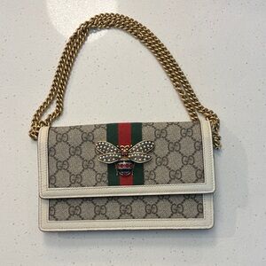 Gucci Beige Crossbody Bag with Gold Chain